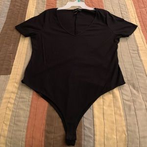 Plus size v neck body suit